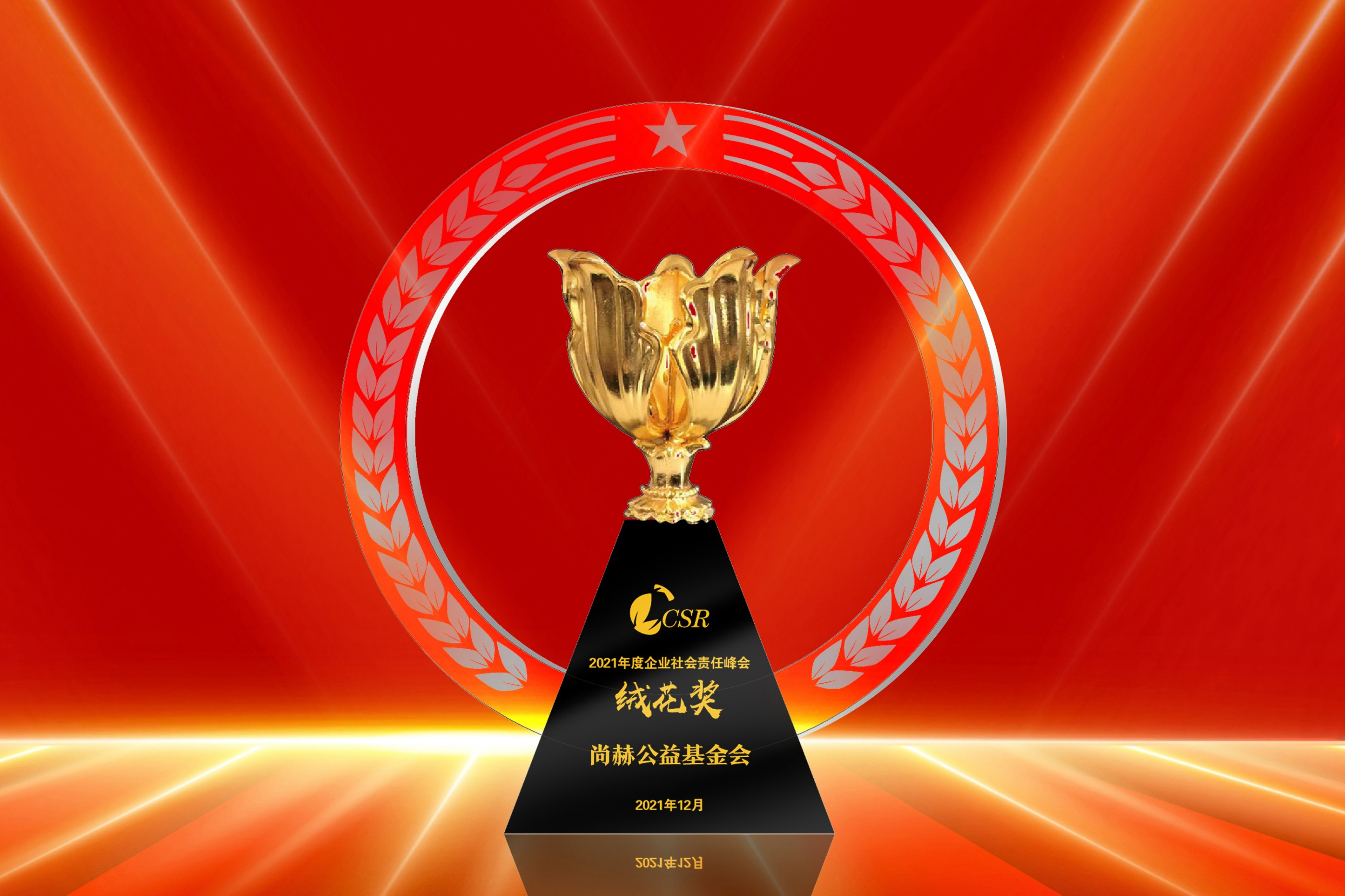 2021年12月-玩球体育公益基金会荣获“2021年度企业社会责任绒花奖”